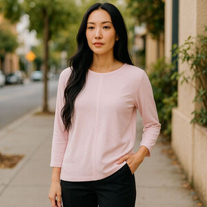 Cullen Silk Cashmere Pastel Pink Asymmetrical Hem Sweater XSmall